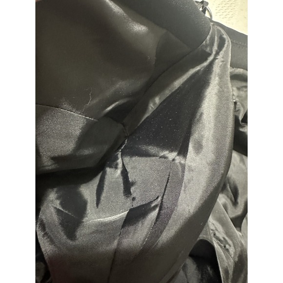 Zara Black Open Front Blazer Jacket Padded Shoulder 3/4 Roll-Tab Sleeve Size S - Picture 6 of 6